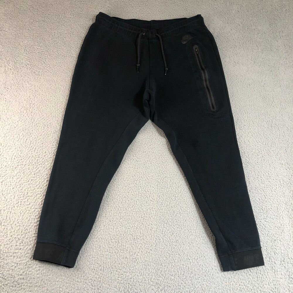 Nike Pants Men Large Black Joggers Sweatpants Logo‎ Spell Out Basketball Sports